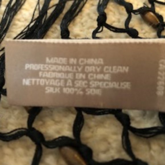 Echo Fringed 100% Silk Wrap/Scarf Brown+Tan Sz OS - Picture 5 of 5